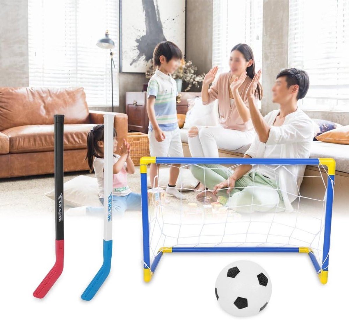 Allecto Plus - Air Power Hover Kinder Hockey Set 2-in-1 Voetbal Speelgoed IJshockey Set met Handpomp voor Kinderen