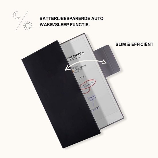 Lunso ReMarkable Paper Pro Slim magnetisch sleepcover PU leer hoes - Zwart van Lunso — afbeelding 5