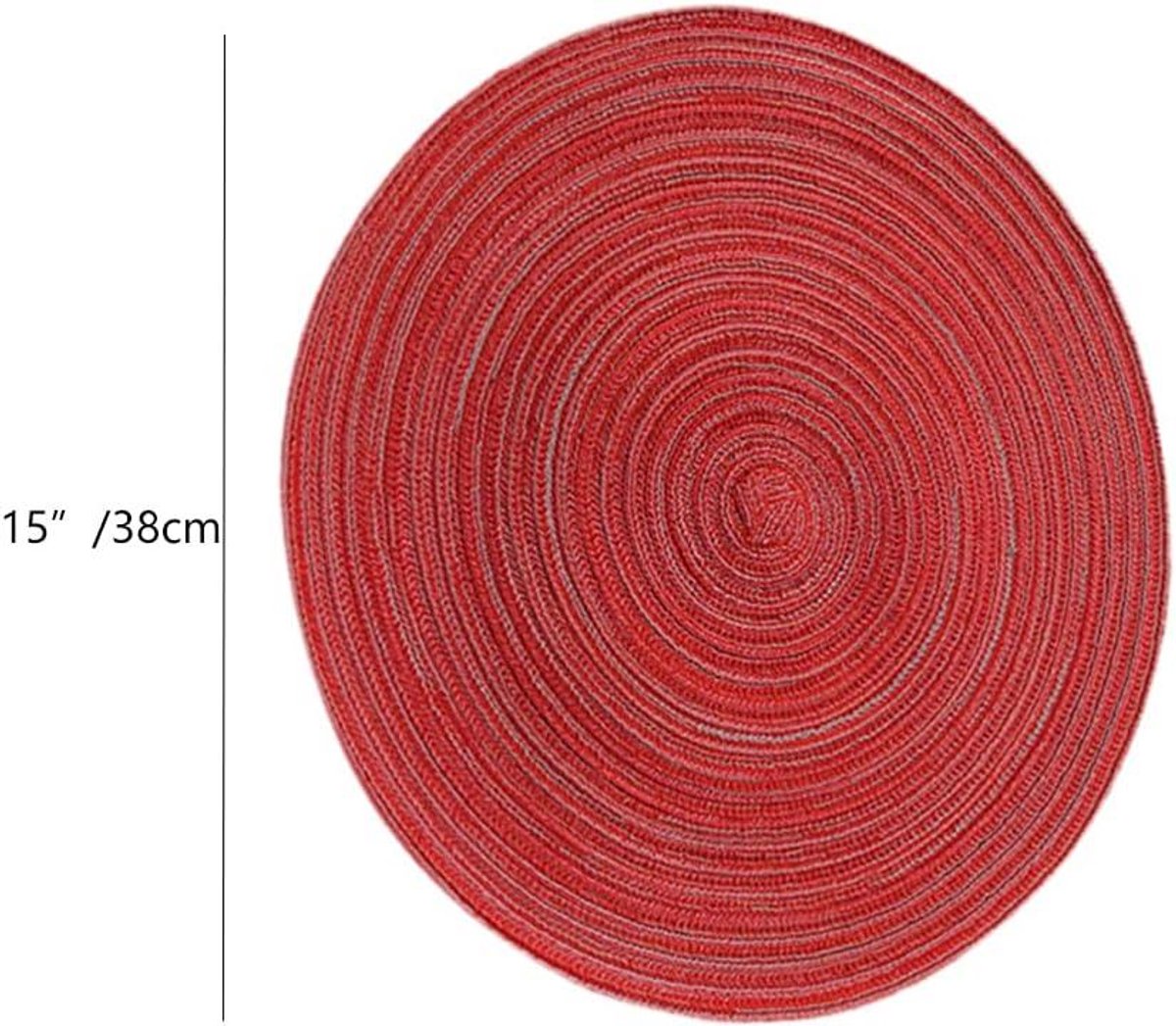 15 Inch Ronde Katoen Geweven Placemats Set van 6 - Hittebestendig, Non-Slip & Wasbaar - Rood
