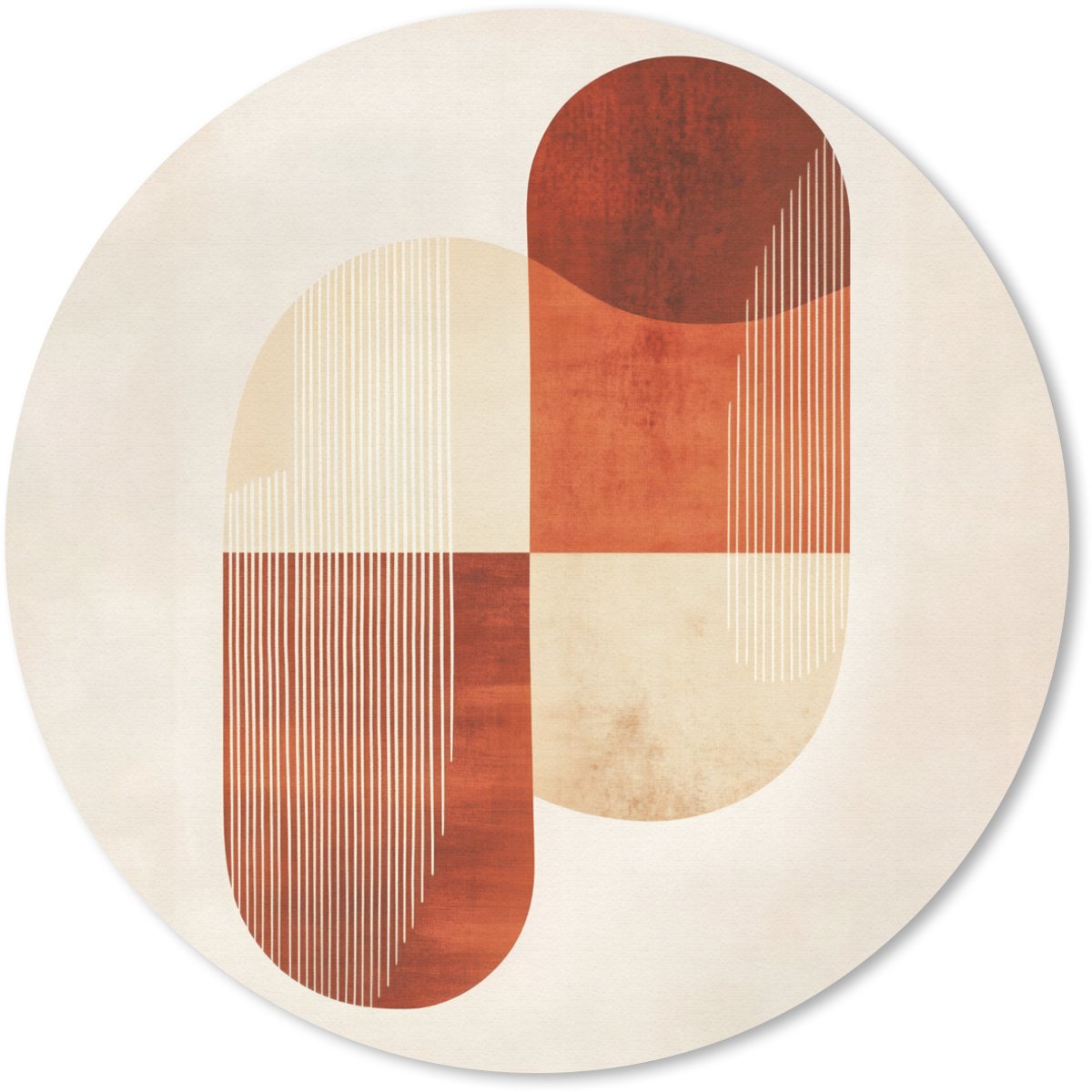 Muismat rond 50x50 cm - Mousepad Bogen - Beige - Vormen - Ronde muismatten