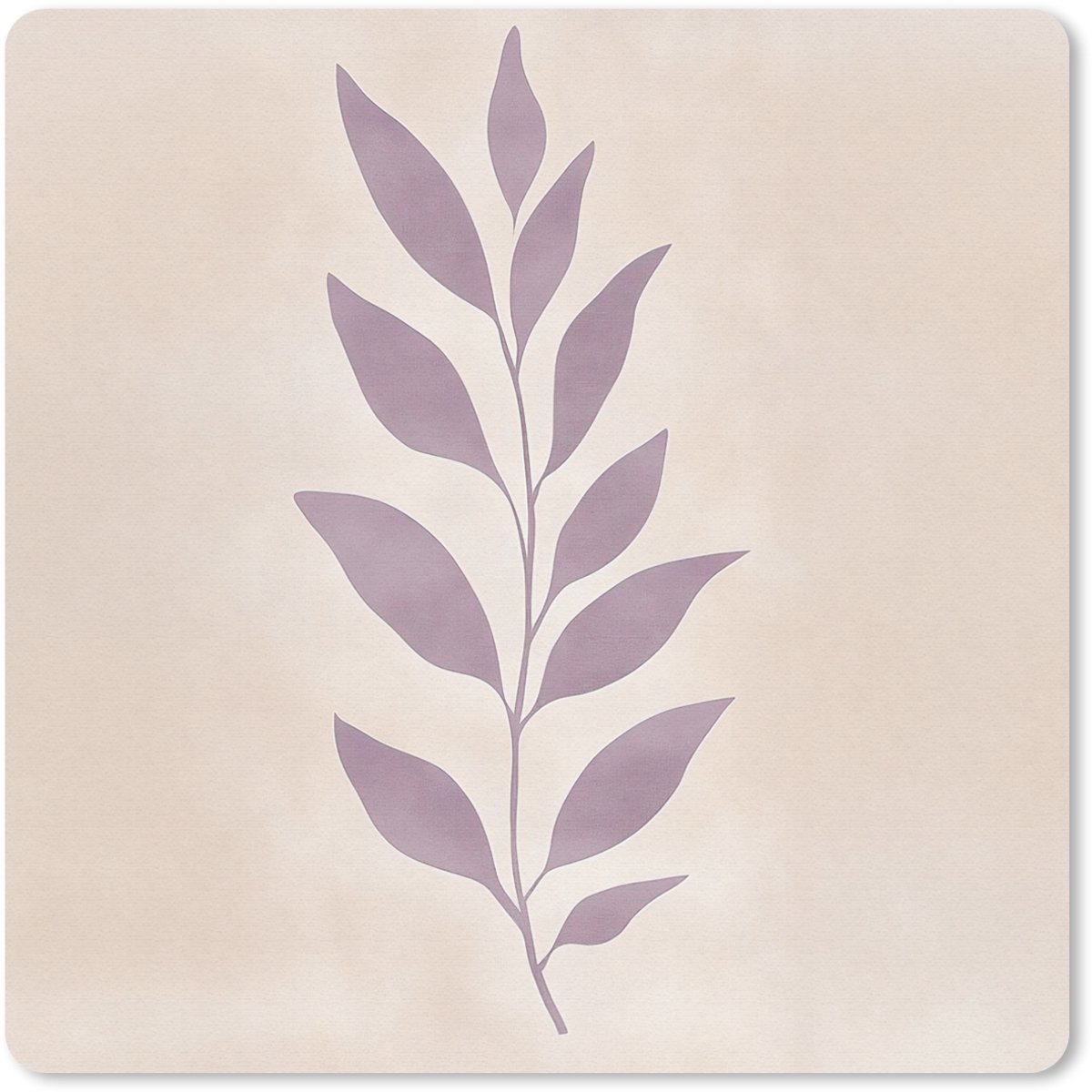 Muismat 30x30 cm - Mousepad Tak - Bladeren - Minimalistisch - Beige - Muismatten