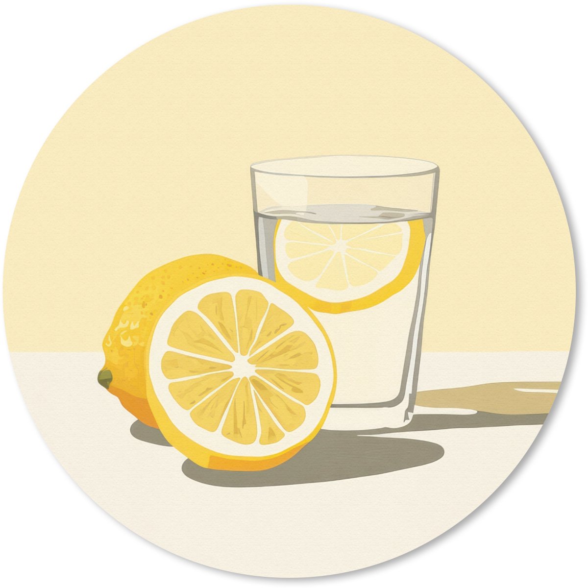 Muismat rond 30x30 cm - Mousepad Glas - Citroenschijfjes - Geel - Ronde muismatten