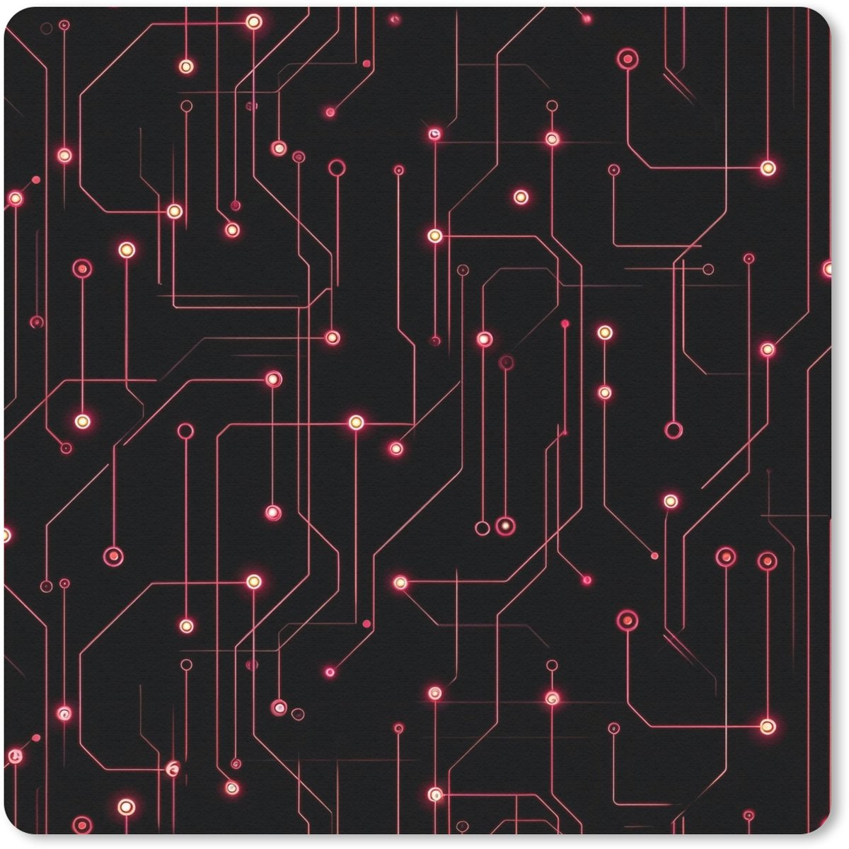 Muismat 20x20 cm - Mousepad Gaming - Lijnen - Netwerk - Stippen - Rood - Muismatten