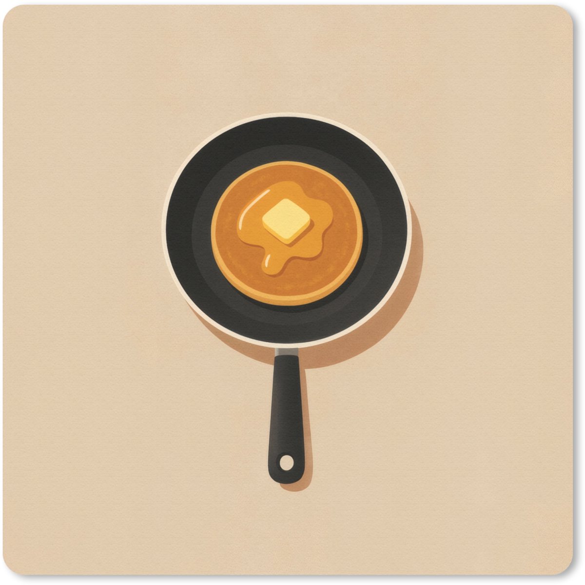 Muismat 20x20 cm - Mousepad Pannenkoek - Koekenpan - Boter - Minimalistisch - Muismatten