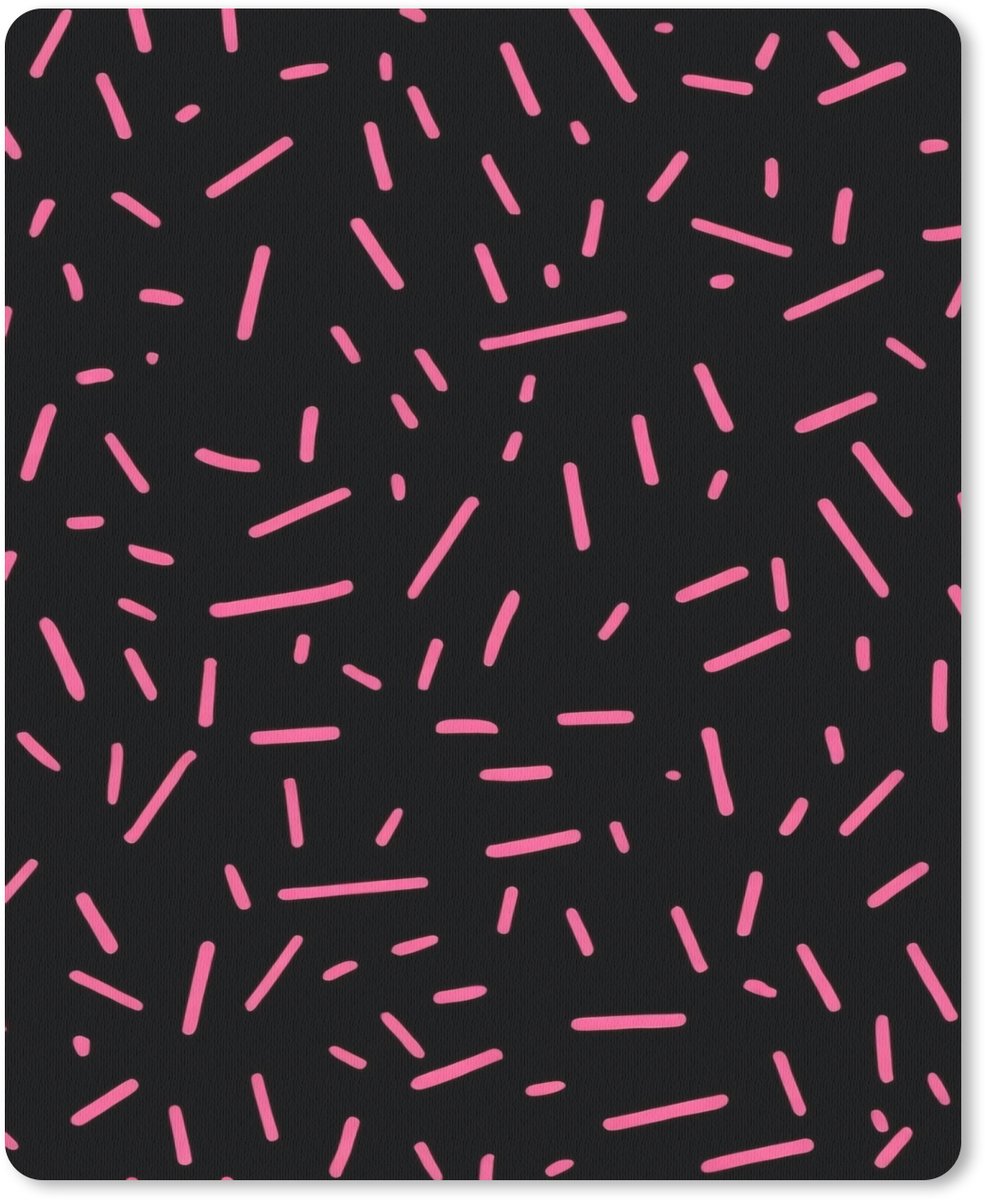 Muismat 19x23 cm - Mousepad Gaming - Streepjes - Roze - Abstract - Muismatten