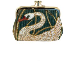 Portemonnee klip - Swan - Zwaan - Zwanen - donker groene achtergrond - Walter Crane