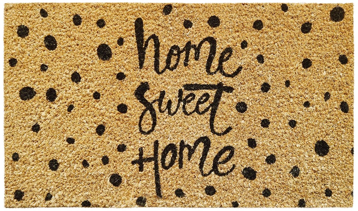 Ibenzoa Fraaie Kokosmat 40 x 70 cm met Antislip PVC Achterzijde voor Binnen en Buiten Home Sweet Home Punten