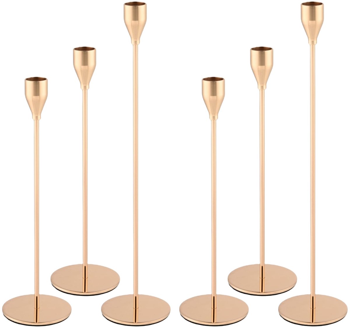Ibenzoa® Set van 6 Elegante Gouden Kandelaars voor Romantische Sfeer en Decoratie
