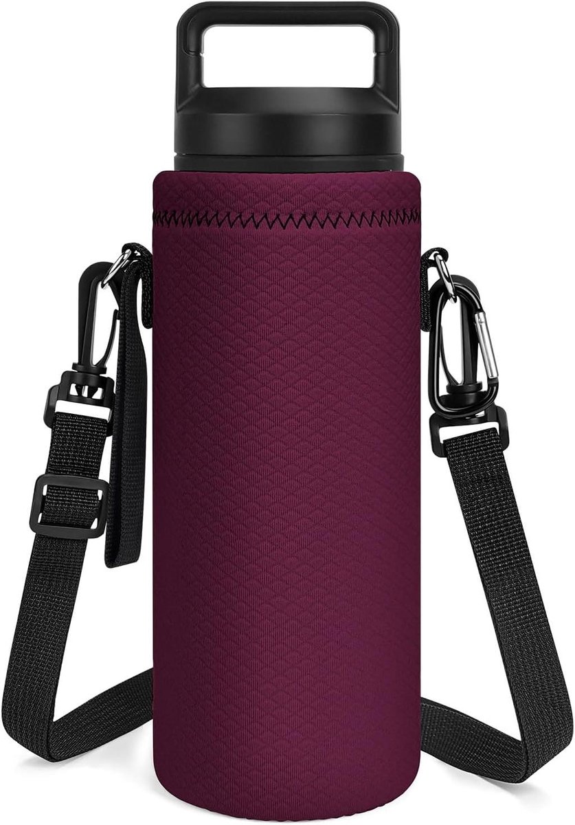 Allecto Plus - Waterfles Houder Band Compatibel met 26 oz Geïsoleerde Neopreen Waterfles Tas met Pols Band - Rood
