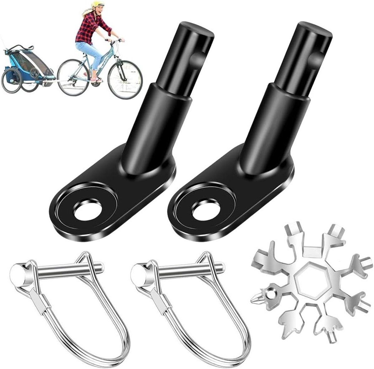 Allecto Plus - 5-delige Fietsaanhanger Koppelingsset van hoge kwaliteit met Multifunctionele Accessoires voor Honden- en Kinderfietsaanhangers