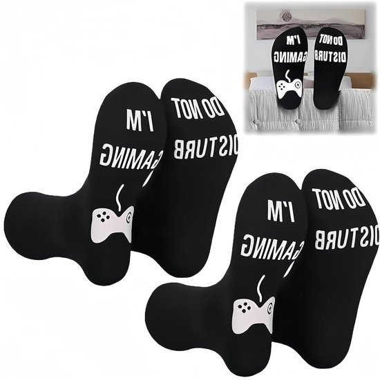 HJYDGJ 2 paar geschenksokken grappige antislip sokken heren met opschrift Do Not Disturb Sok I'm Gaming ' Sokken Cadeau Grappige Mannen Cadeau Grappige Sokken Gaming Heren - Zwart, Zwart, Taglia unica