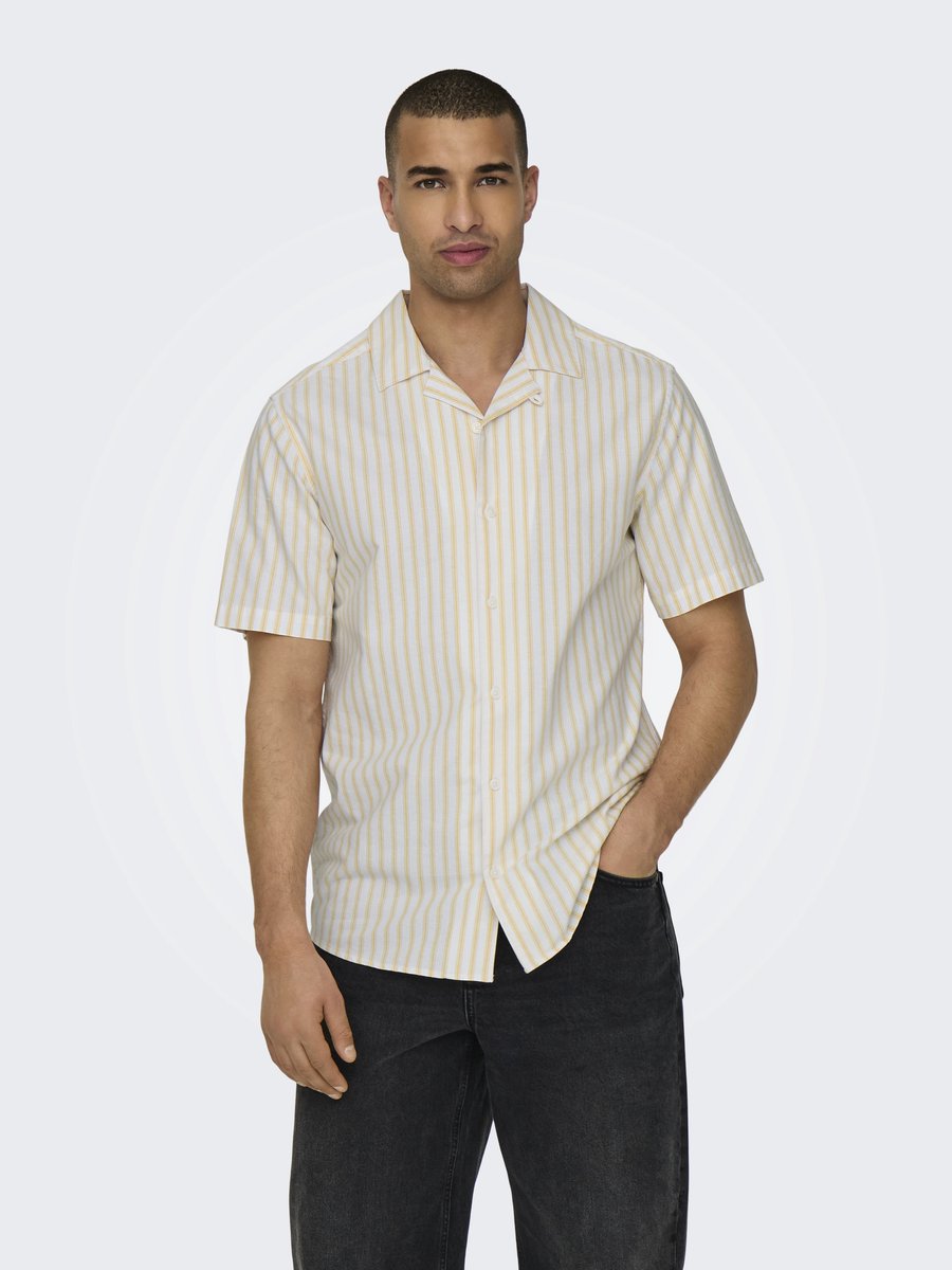 ONLY&SONS - ONSALVARO SS RESORT OXFORD STRIPE SHIRT - Heren - Overhemden