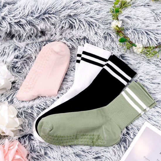 Allecto Plus - Pilates Sokken voor Dames - Antislip Yoga Sokken - Grijs - 4 paar - Multikleur - Pilates Grip Sokken - Barre sokken - Lang model. van Allecto Plus — afbeelding 3