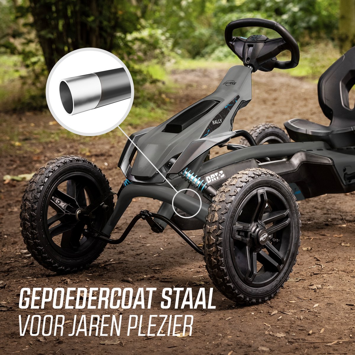 BERG Rally DRT Black 3 Gears Skelter - Drie Versnellingen - Schokabsorberende off-road veren- Verstelbare stoel - 4+ Jaar - Zwart — afbeelding 3