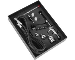 Allecto Plus - Airbrush set met split design en verschillende nozzles voor modelbouw, leer en auto's