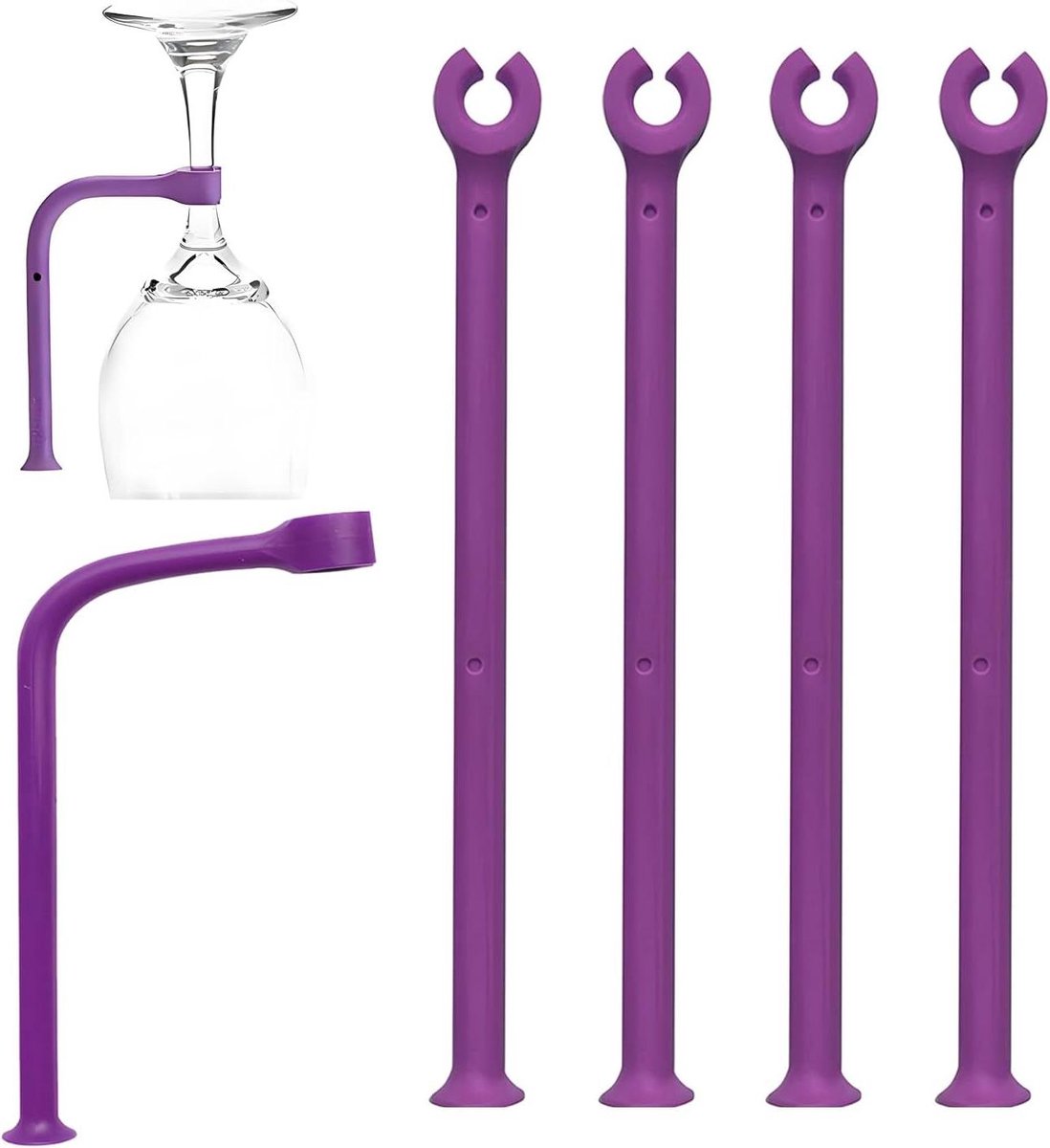 Wijnglas houder voor vaatwasser - siliconen bekerhouder - set van 4 paarse Stemware Savers