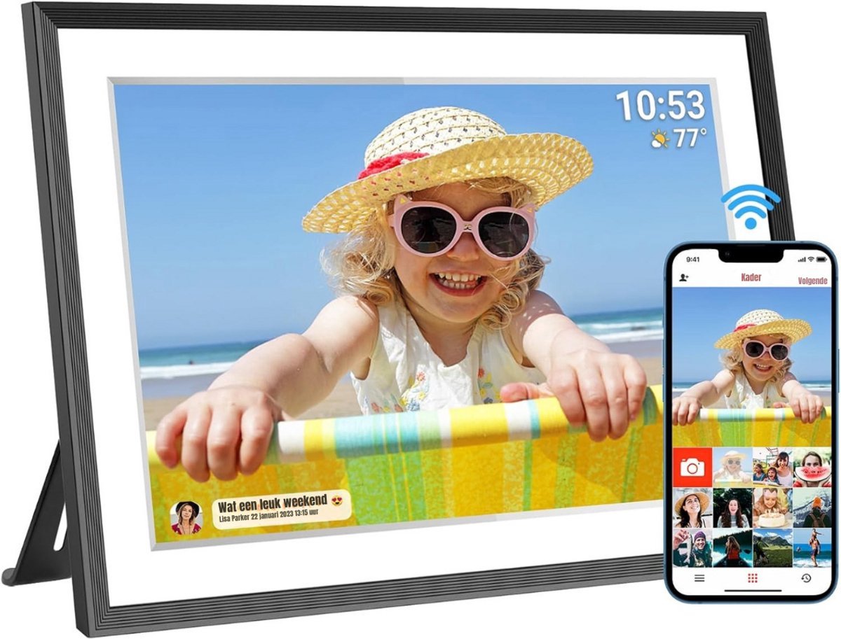 Thuys – Digitaal Fotolijstje – Fotokader – Met Wifi – 17cm x 25cm x 3cm – Zwart