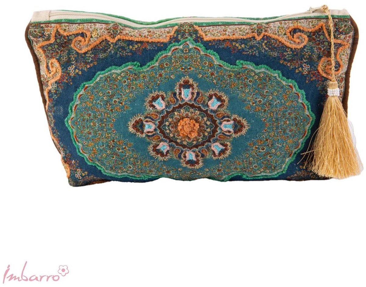 Imbarro Home & Fashion katoenen tasje blauw met print 13 x 30 cm
