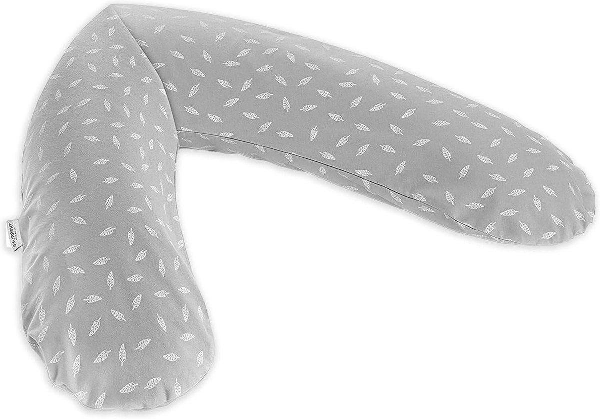 Voedingskussen 190 cm - Multifunctioneel Ergonomisch Zwangerschapskussen - Wasbare Hoes - 100% Katoen - Oeko-Tex Getest met Vulling van Microparels - Grijs Wit