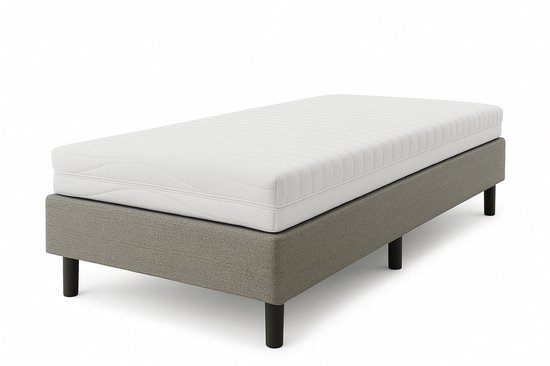 Nessa® - 90x200 - Boxspring Furkan - Grijs - Inclusief Matras