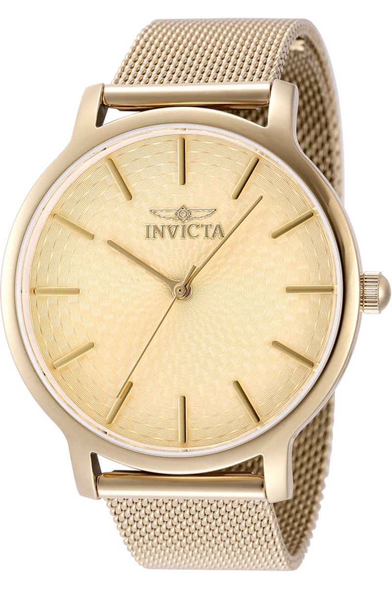 Invicta Wildflower 48973 Dames Horloge - Waterdicht - Analoog - Quartz Uurwerk - Roestvrij Staal met gouden Wijzerplaat - 38mm