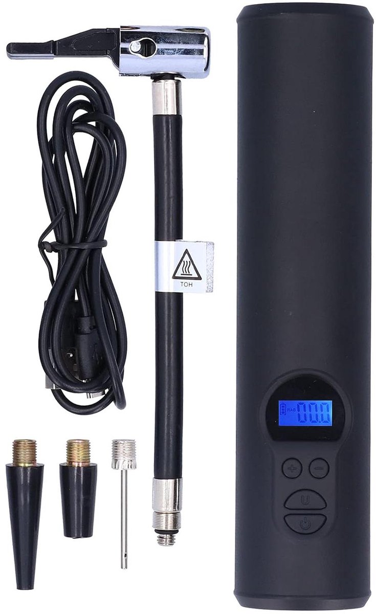 Allecto Plus - Draagbare bandenpomp 150 PSI met LED-noodverlichting en LCD-display - Draadloze bandenpomp oplaadbaar voor fietsen, motoren en auto's.