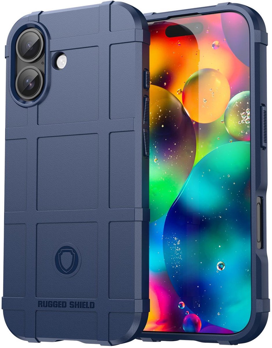 Mobigear Hoesje geschikt voor Apple iPhone 17 Telefoonhoesje Flexibel TPU | Mobigear Rugged Shield Backcover Shockproof | Schokbestendig iPhone 17 Telefoonhoesje | Anti Shock Proof - Blauw