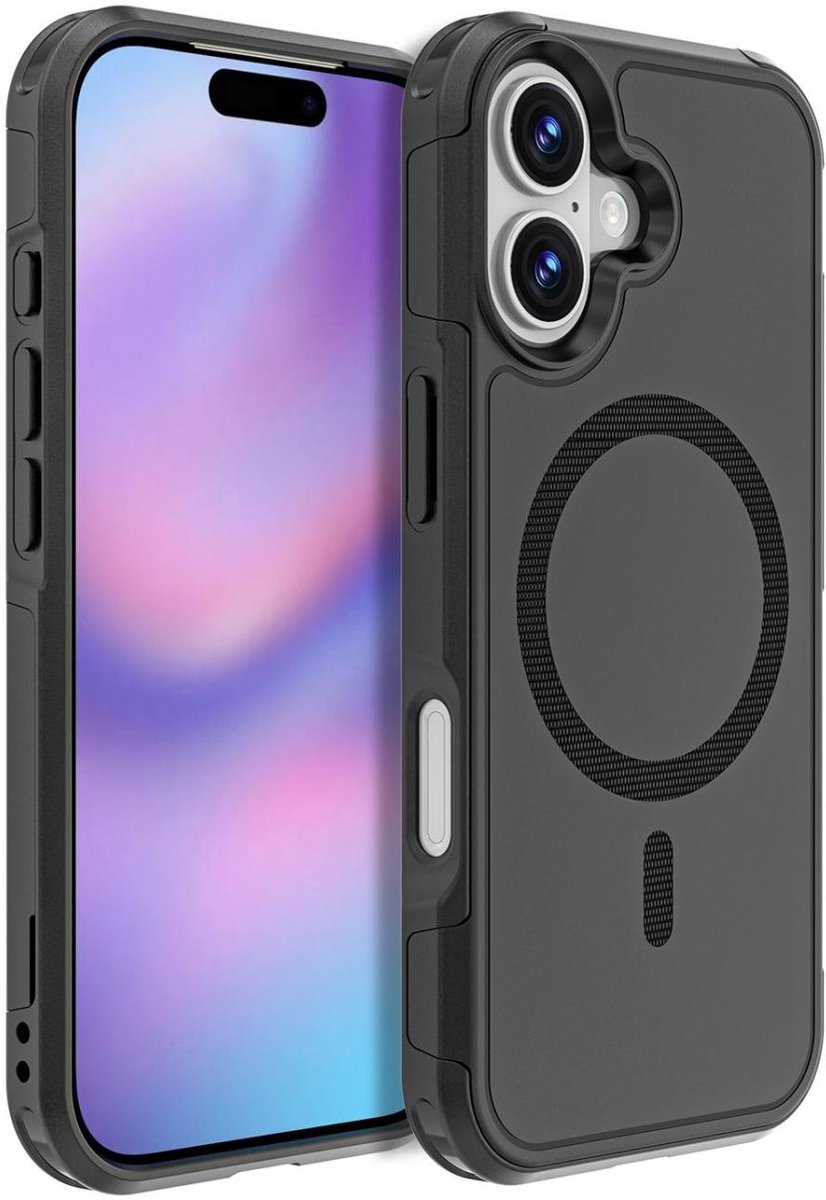 Mobigear Hoesje geschikt voor Apple iPhone 17 MagSafe Telefoonhoesje Hardcase | Mobigear Traveller Backcover | Geschikt voor MagSafe | Geschikt voor Draadloos Opladen met Magnetische Ring | Geschikt voor MagSafe Case - Zwart