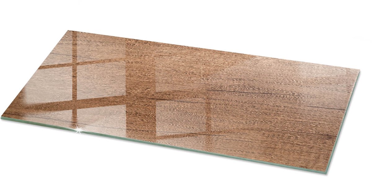 TULUP Tafelblad Glas - Natuurlijk Houtpatroon Glazen Plaat - 125 cm x 50 cm - Bruin Glasplaat Tafel - Rechthoekig Tafelblad Glas - Gehard Glazen Tafelblad Voor de Eettafel in de Eetkamer - Gehard Glas Bruin Natuurlijk Houtpatroon