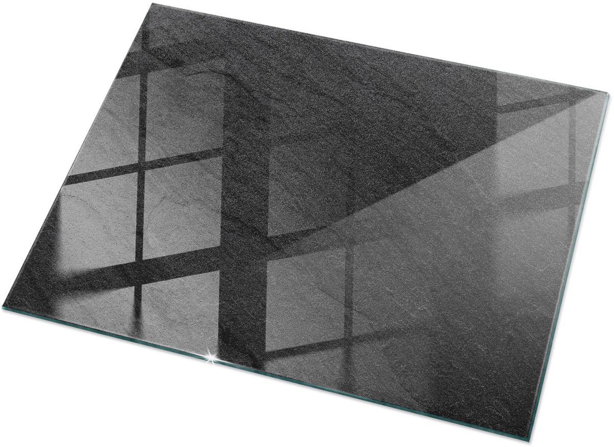 Tulup Tafelblad Glas - Natuursteen Textuur Glasplaat Tafel - 120 cm x 80 cm - Zwart Veiligheidsglas - Rechthoekig Tafelblad Glas - Glazen Tafelblad voor Tuin of Terrastafels - Glazen Tafelblad