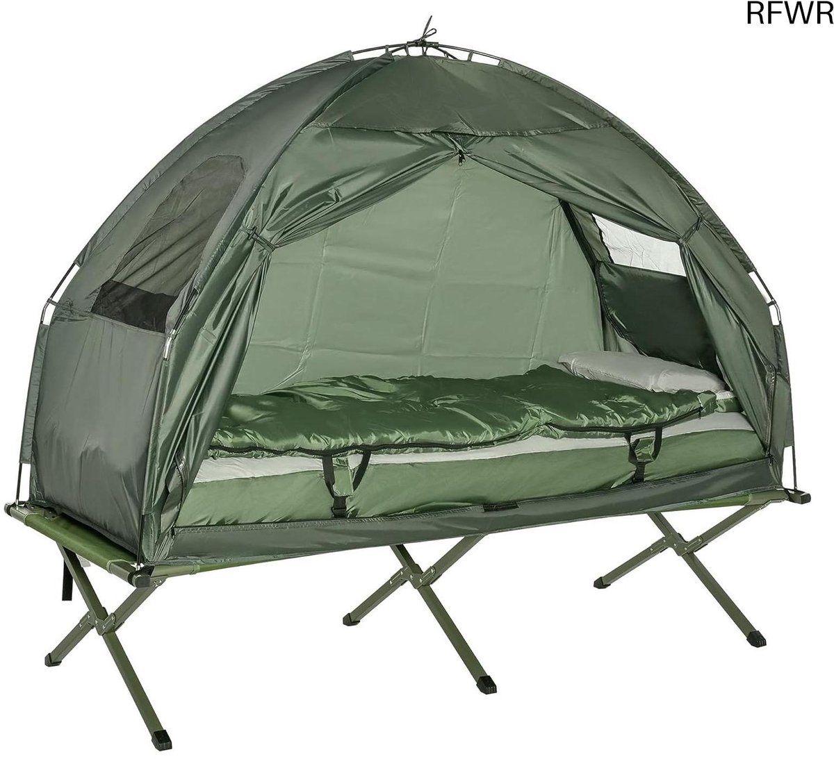 RFWR® Campingbed 4 in 1 set met tent, slaapzak, matras en opbergzak voor buitenactiviteiten