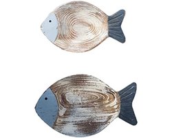 2 stuks 3D houten vis wandtapijt decor, stranddecoratie vis zee muur kunst decor, oceaan badkamerdecoratie nautische wanddecoratie, wandobject voor badkamer, terras tuin