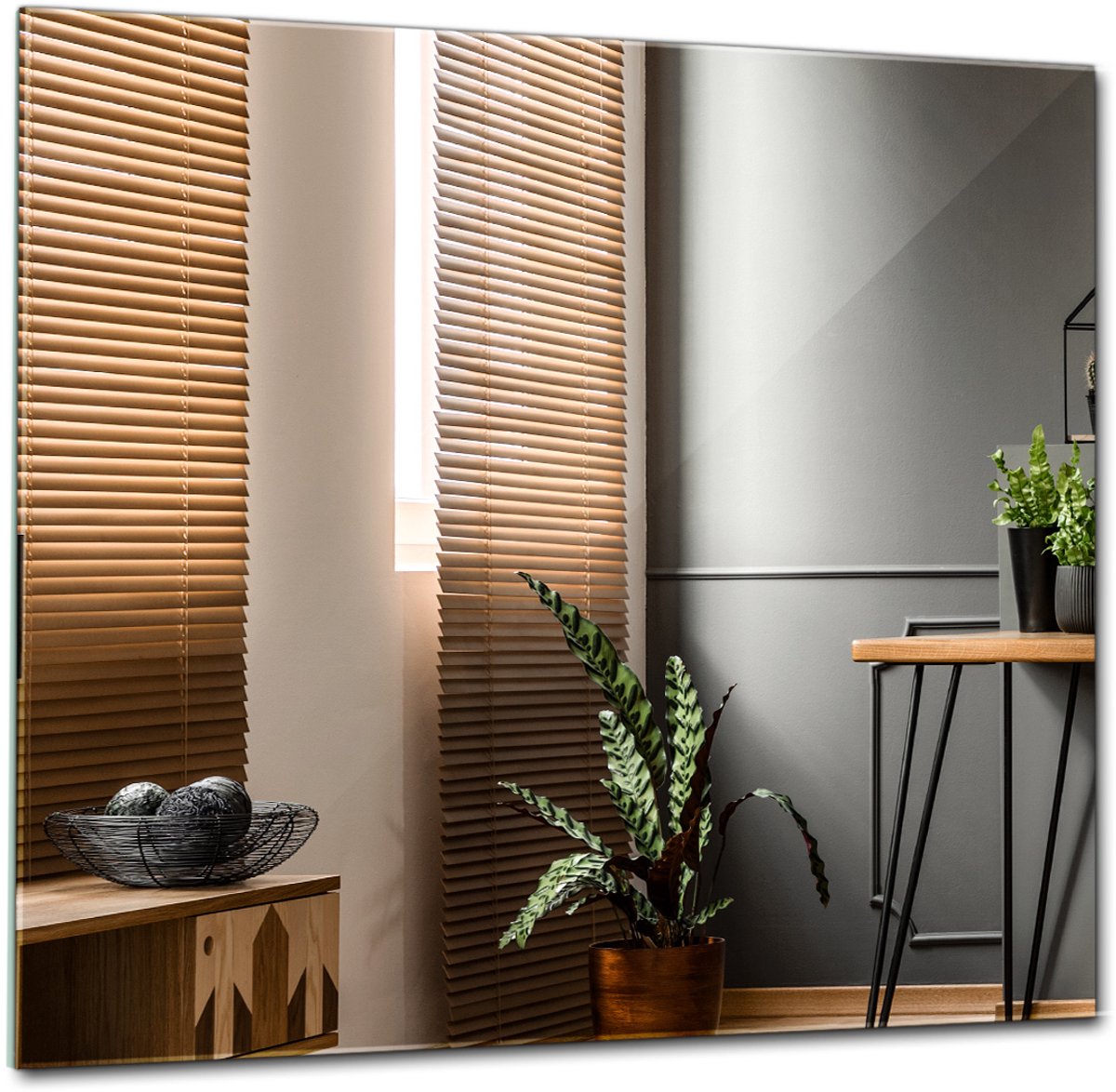 Tulup Spiegel – Rechthoekige Spiegel – 50 cm x 50 cm – Wandspiegel Zonder Lijst – Badkamerspiegel Rechthoek – Spiegel Voor de Woonkamer – Moderne Spiegel – Rechthoekige Wandspiegel