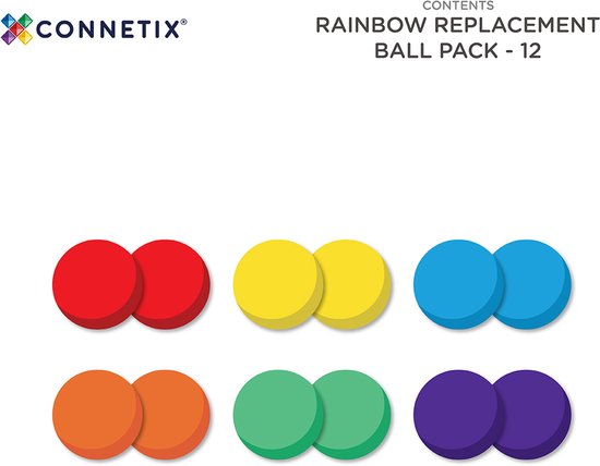 CONNETIX - Magnetisch Tegels - Regenboog Ballenpakket - 12 Stuks - Magnetisch Speelgoed