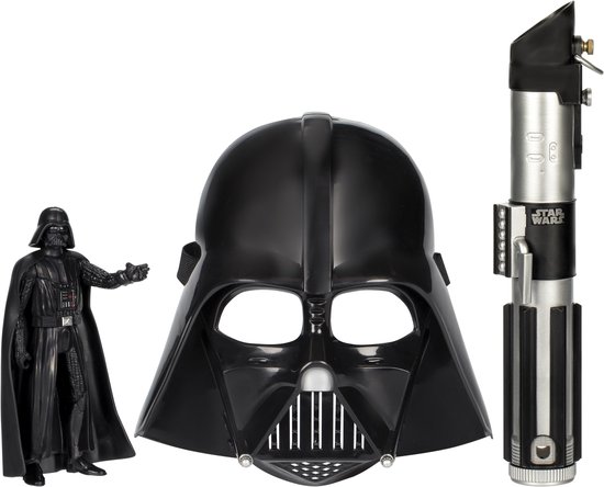 Darth Vader Dark Side Pack, rood lichtzwaard, Darth Vader-masker en beeldje van 15 cm, accessoire, 4-jarigen, Star Wars