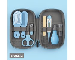 ZoeZo Design - Baby Verzorgingsset - Blauw – 8-delige Geschenkset - Baby Verzorgingsproducten – Complete Manicureset & Nagelset – Perfect Kraamcadeau - Verzorgingskit