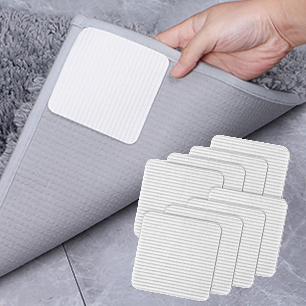 Antislip tapijtgrippers voor houten vloeren vloerkussens grijpers stoppen mat uitglijden op tegelvloer Vacuum Tech grijpers voor vloerkleden 10 x 10 cm 8 stuks