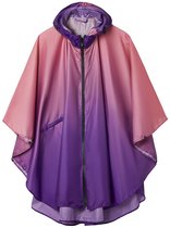 Geweo Regenponcho Volwassenen - Regenmantel Poncho - Raincoat Heren -Fietsponcho - Fietsponcho Fiets Dames - Herbruikbaar- One Size - Unisex - Adjustable Hood en Snap-buttons - Roze paars verloop
