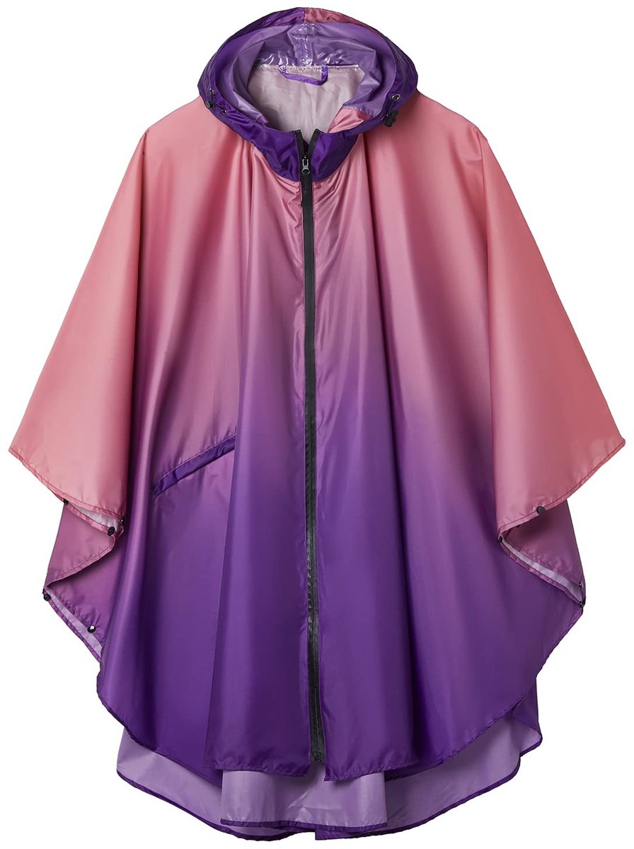 Geweo Regenponcho Volwassenen - Regenmantel Poncho - Raincoat Heren -Fietsponcho - Fietsponcho Fiets Dames - Herbruikbaar- One Size - Unisex - Adjustable Hood en Snap-buttons - Roze paars verloop
