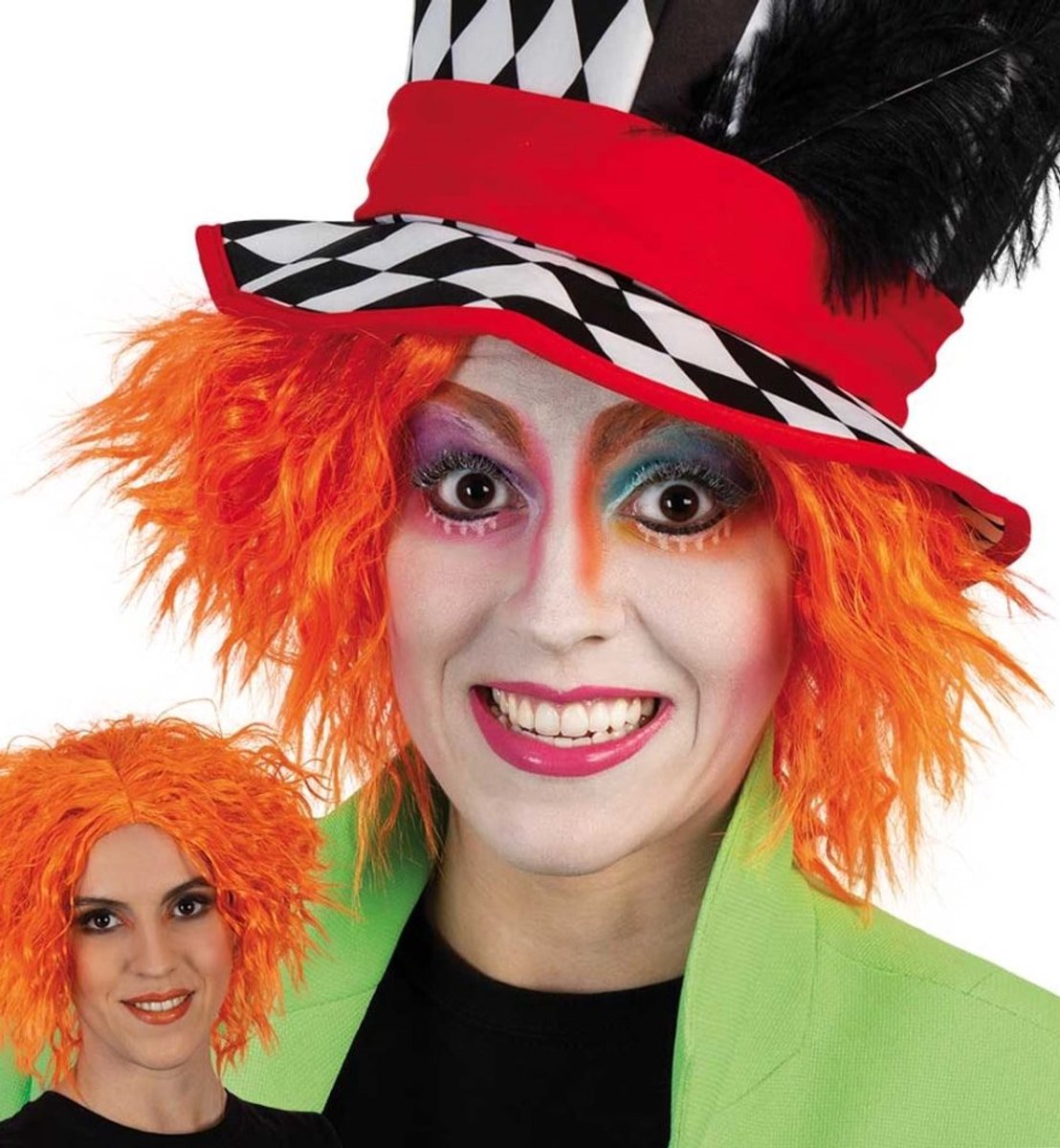 Pruik Silly - Oranje - Mad Hatter