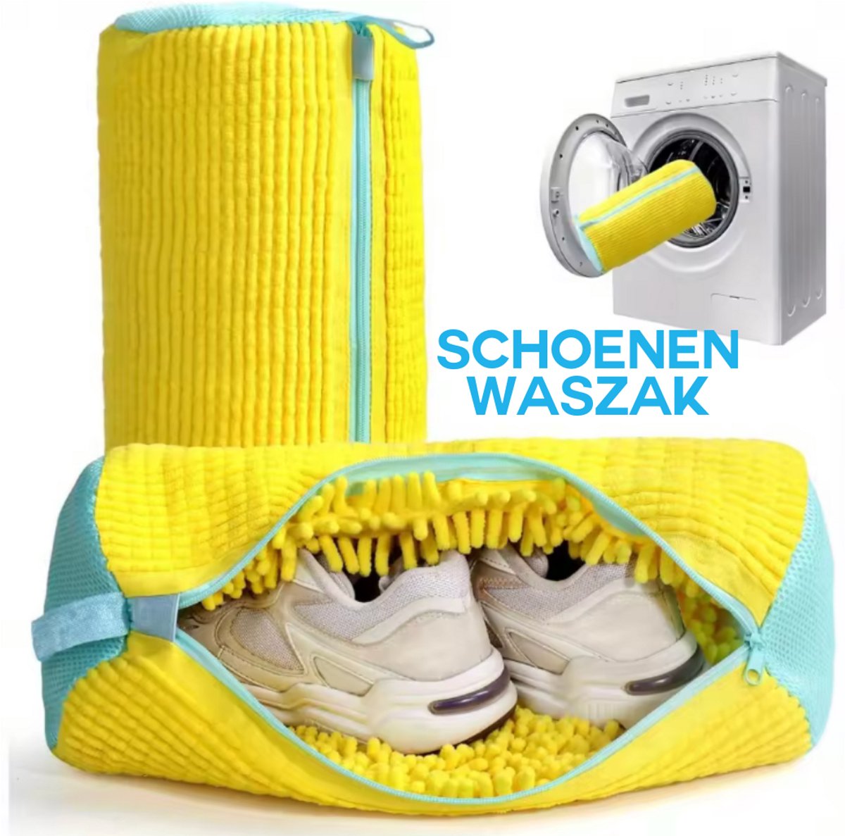 Waszak - Voor Schoenen - Kleur: Geel - Schoen Wasmachinezak – Herbruikbaar - Voor Sneakers & Alle Schoentypes – Waszak
