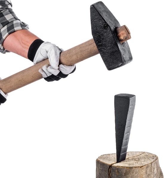 KADAX Houtsplijtwig van staal, 20 x 4 x 5 cm, splijtwig, handmatige wig voor het hakken en splijten van hout, robuuste splinterwig, splijtgranaat, navulwig van Merkloos	 — afbeelding 4