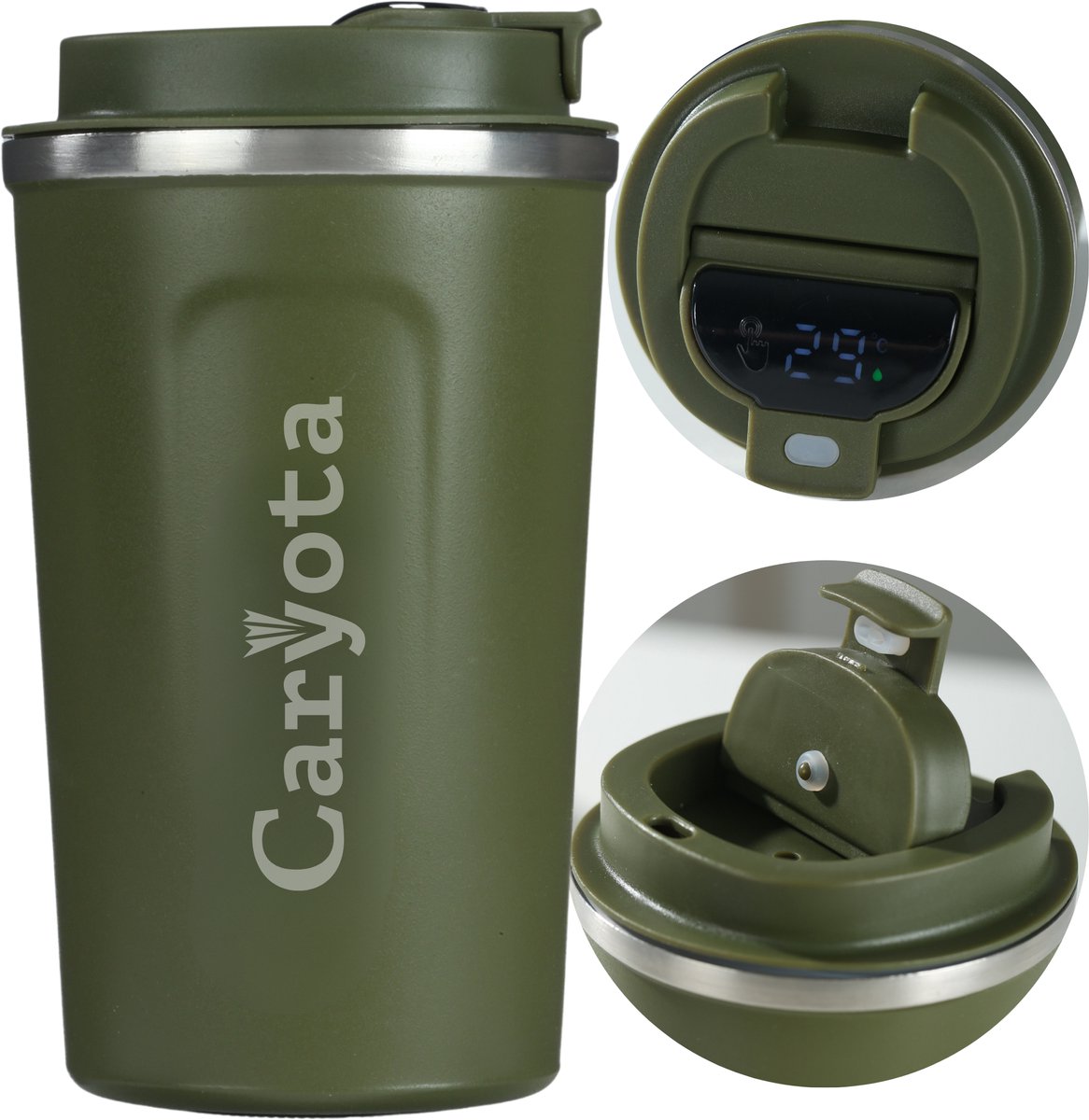 Caryota Thermosbeker - LED Temperatuurweergave - 380ml - RVS - Anti-lek - Groen