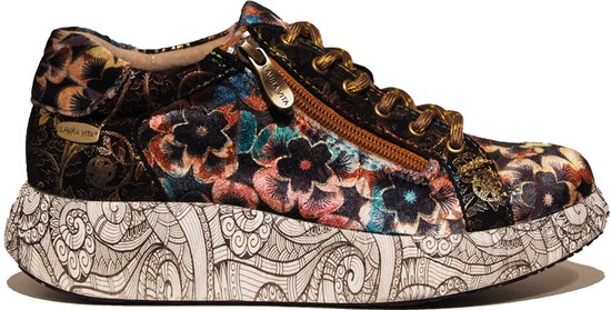 Laura Vita bruin multi kleur bloemen dames sneakers bol