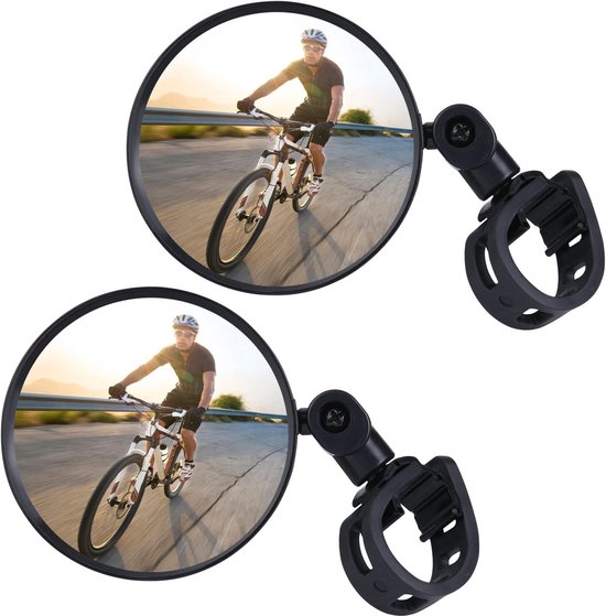 Rétroviseur Vélo HD Rotatif 360° – Pliable, Universel (17,4-22 Mm), Grand Angle 180° – Pour VTT, Vélo électrique Ou Route – Lot De 2