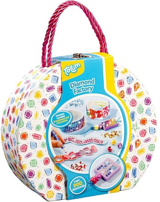 Totum Knutselset Diamond paint sieraden maken - Diamond Factory 8-delig in luxe  bewaarkoffer - cadeau tip