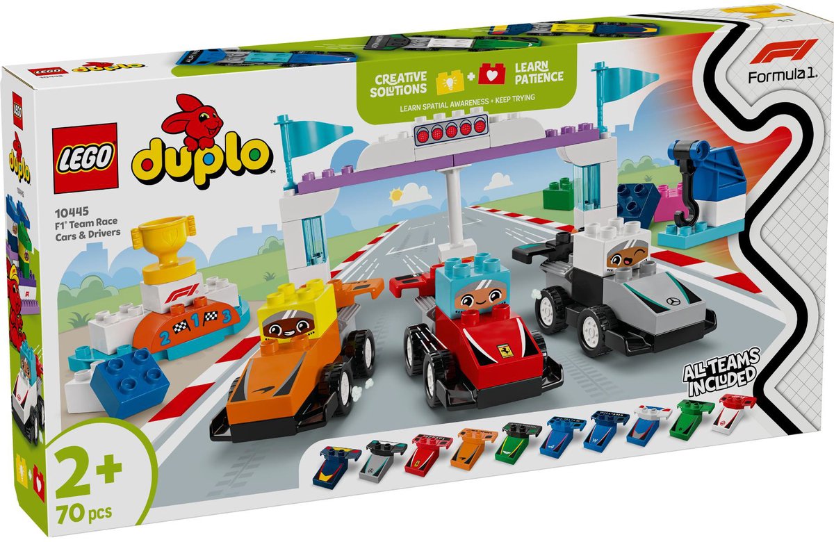LEGO 10445 DUPLO F1 team racewagens en coureurs