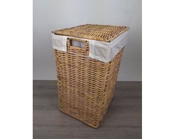 MigoStyling - Wasmand - Met Binnenzak - Rechthoek - Riet - Rotan - Naturel - 48x38xH66
