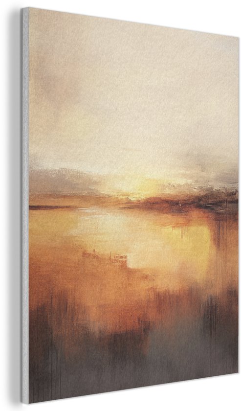 Akoestisch wandpaneel 30x40 cm - Vilt schilderij Abstract - Bruin - Modern - Herfst kleuren - Akoestische panelen - Geluidsdempende wanddecoratie - Geluidsisolatie woonkamer - Muurdecoratie geluidspanelen