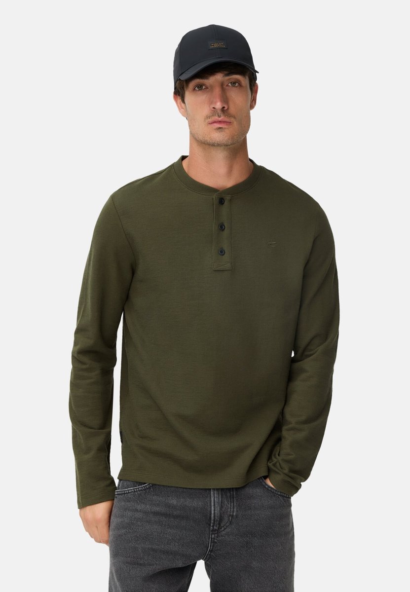 camel active Henleyshirt van puur katoen - Maat menswear-3XL - Bosgroen
